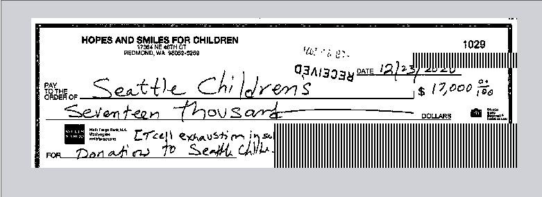 $17K – Seattle Children Annual fundraiser 2020